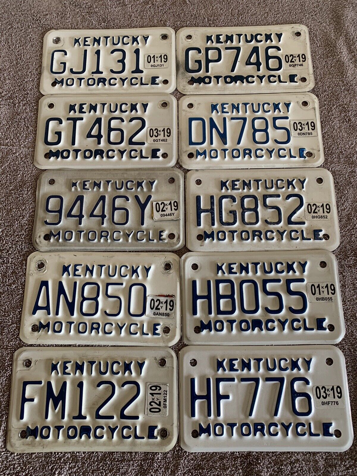 Kentucky Motorcycle License Plate. Used Lot Of 10 Plates