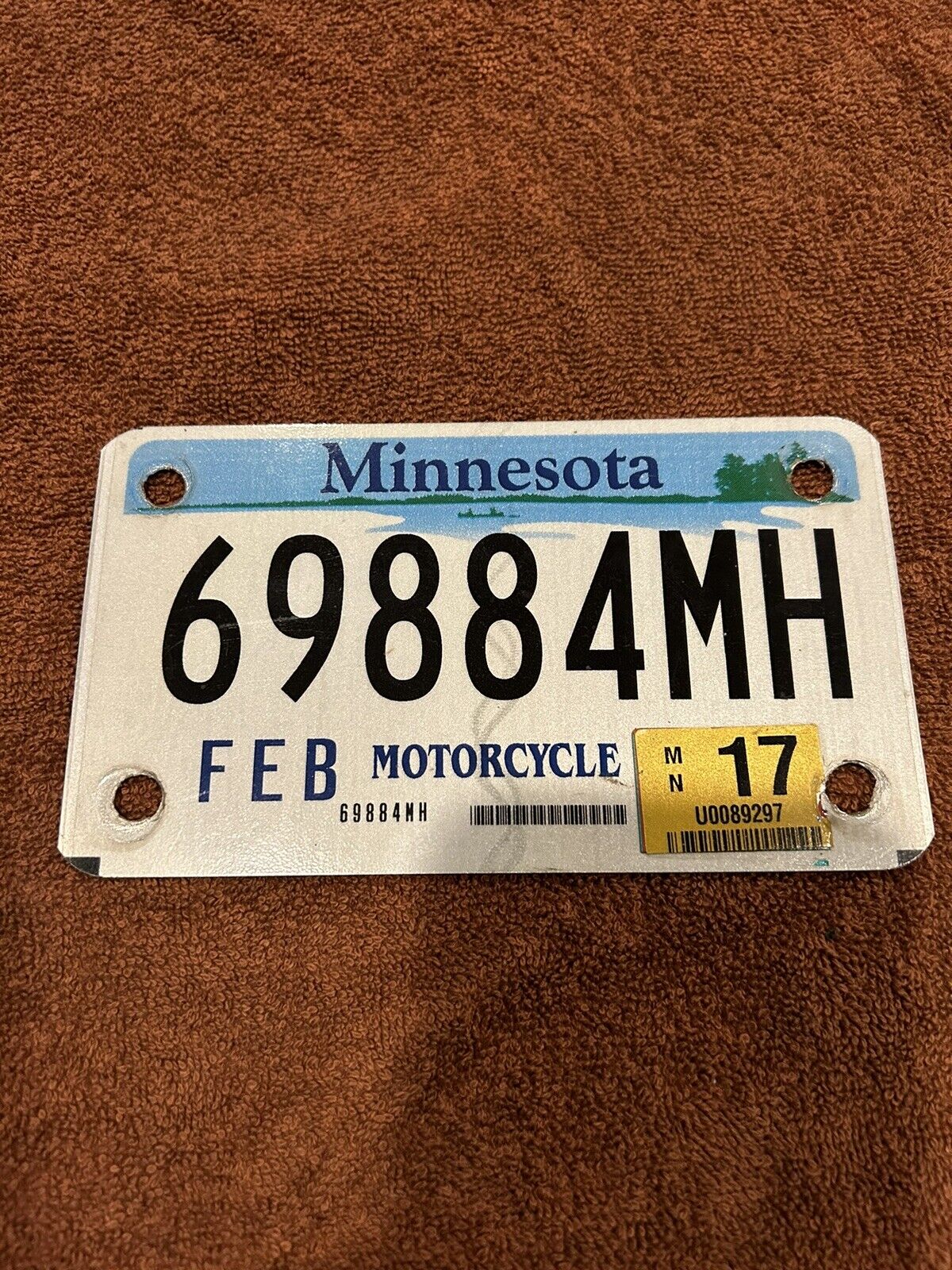 Minnesota Motorcycle License Plate Used 2017 Tag.