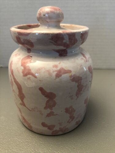 Genuine Kentucky Bybee Pottery Pink Spongeware Jam Jar