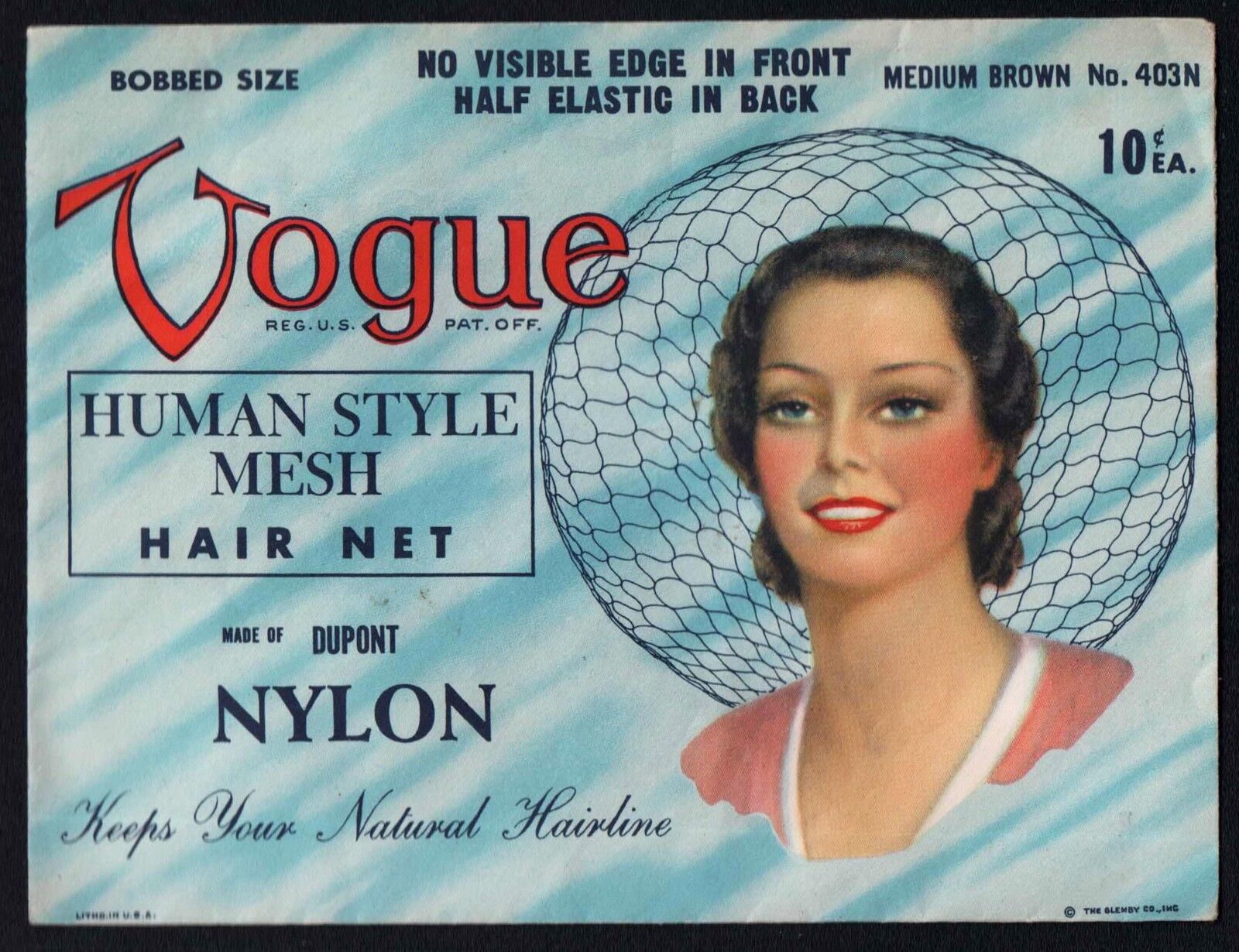 Vintage Vogue Hair Net - Bobbed Style - Dupont Nylon - Medium Brown