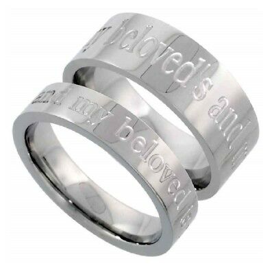 Stainless Steel "i Am My Beloved's And My Beloved Is Mine" Wedding Ring Set