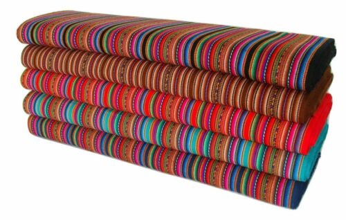 Red Peruvian Fabric 48'' Wide Yard Tribal Ethnic Stripy Woven Textile Aguayo Str