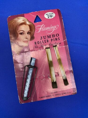 Vintage Jumbo Roller Pins Hairpins With Bonus Hair Curler