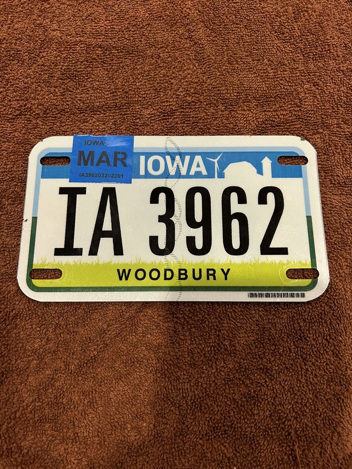 Iowa Motorcycle License Plate Used