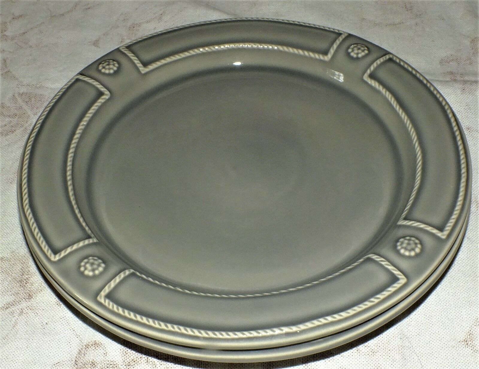 JULISKA BERRY AND THREAD FRENCH PANEL stone gray grey SALAD PLATE (S)  NEW