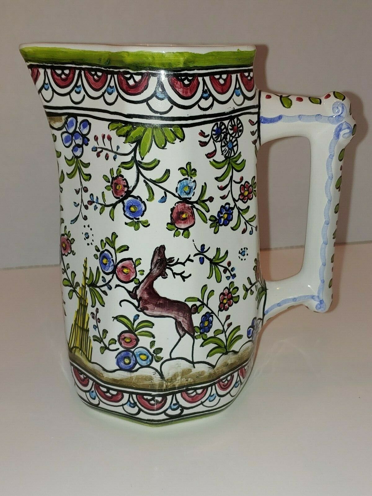 7” FILCER Hand Painted Portugal Ceramic Pitcher ~ AMAZING!!!  #321