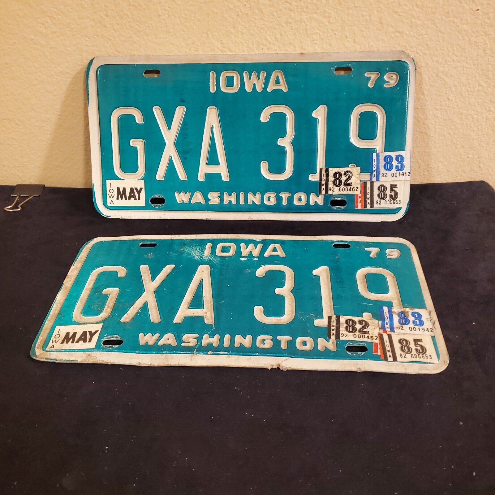 Vintage Iowa Plate 1979-85 Gxa 319 Washington County Color Is Green