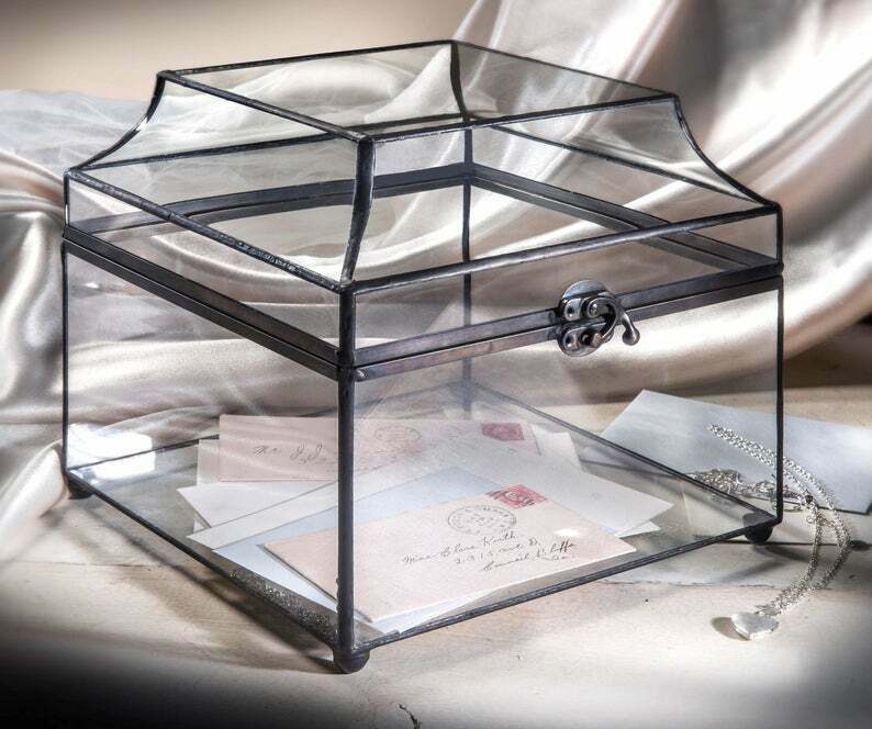 Wedding Card Box Clear Glass Display Box Large Decorative Box Keepsake